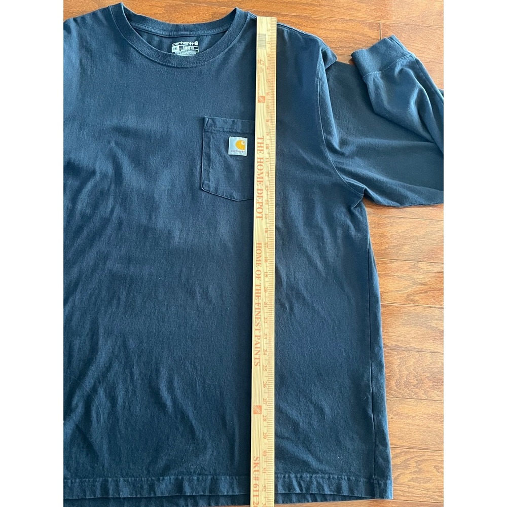 Carhartt K126 T-Shirt Men's Navy Blue Workwear Long Sleeve Pocket Tee  Sz  2XL - Picture 9 of 11